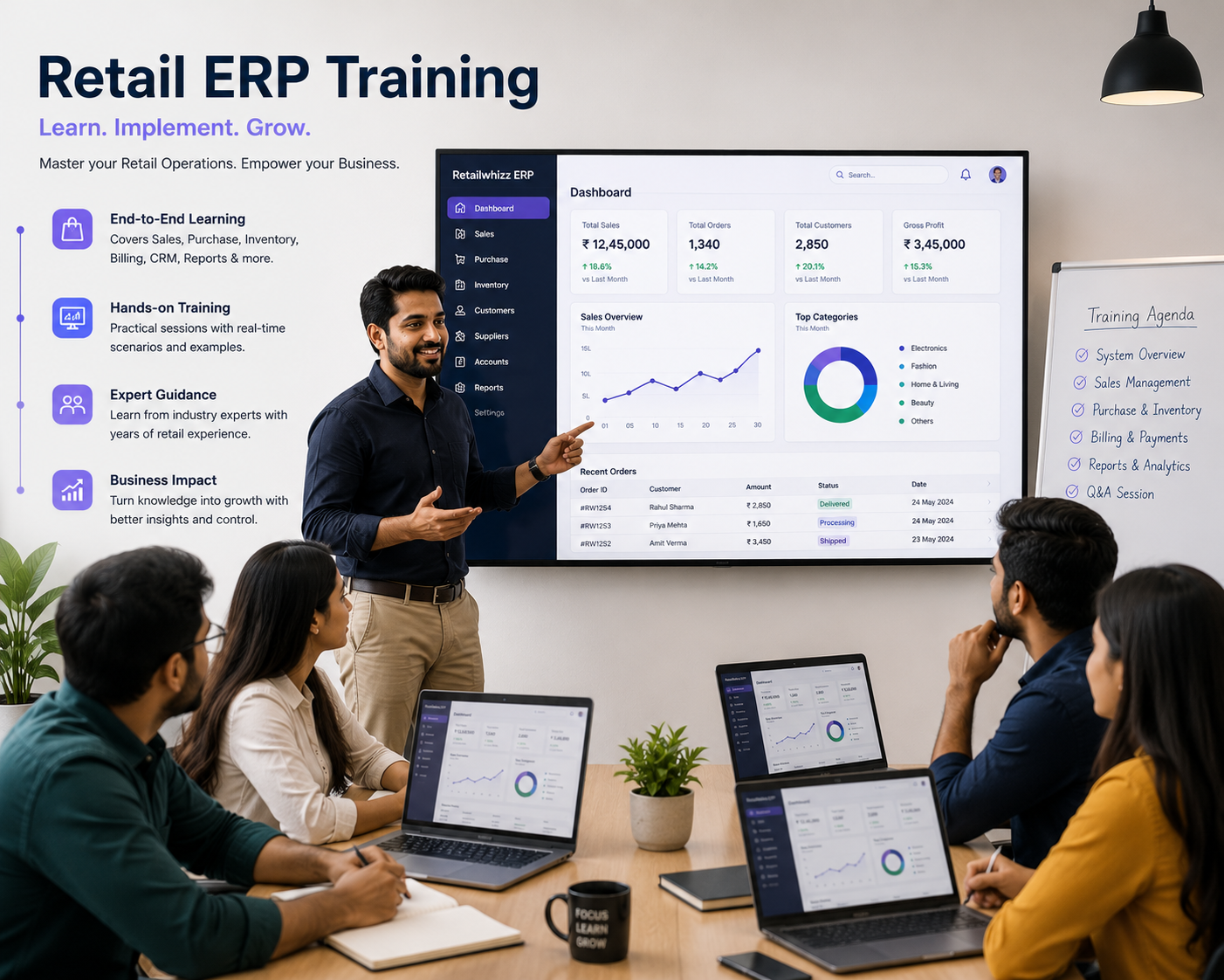 Retail ERP hands-on training and onboarding sessions