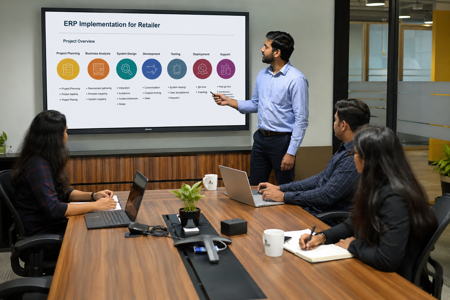 Retail ERP implementation team planning deployment, data migration, and go live execution for Indian retail businesses