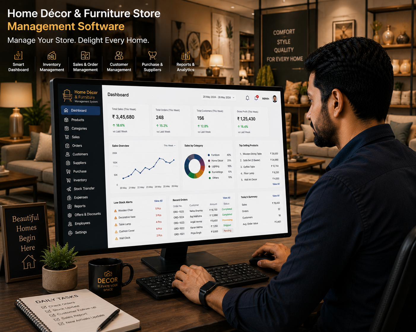 Home decor and furniture store management software