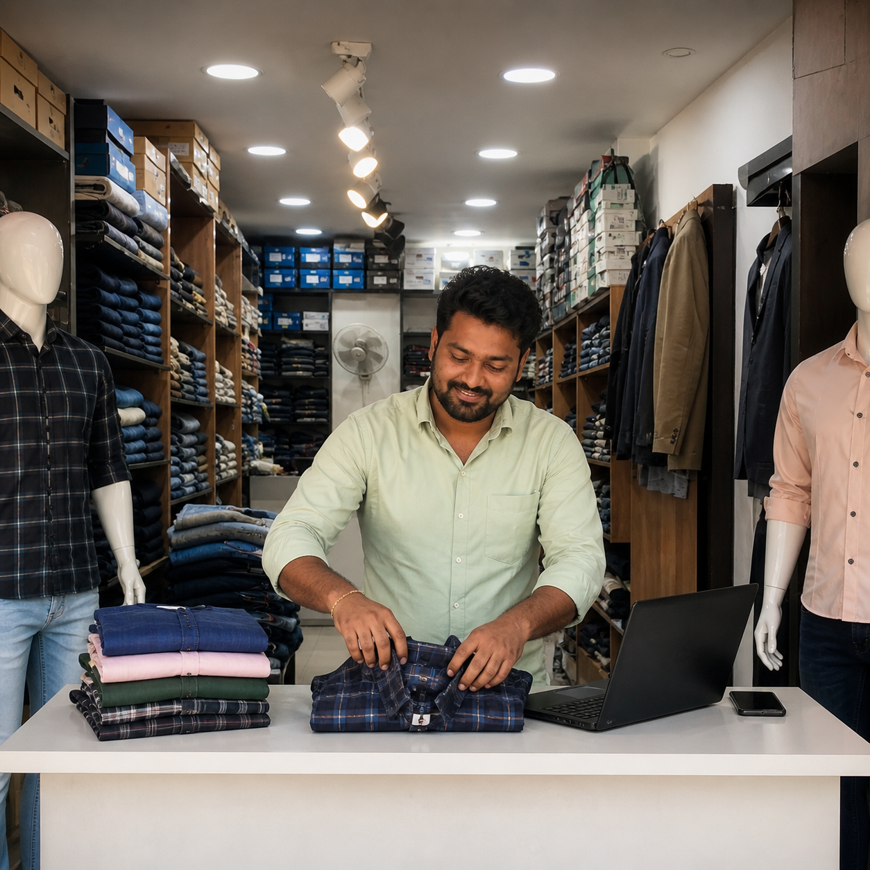 RetailWhizz apparel retail management software showing size-colour matrix inventory and fashion billing for Indian clothing stores and chains