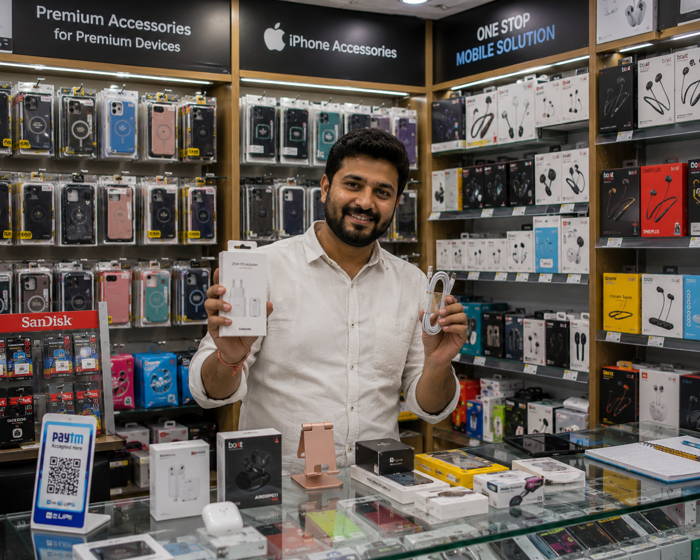 RetailWhizz serial number tracking and warranty management for mobile accessories and electronics retailers in India showing device traceability and after-sales service records