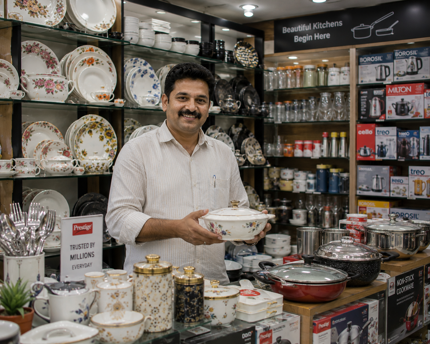 RetailWhizz institutional order management and credit account tracking for hotels, restaurants, and HoReCa kitchenware buyers showing bulk order processing and outstanding management