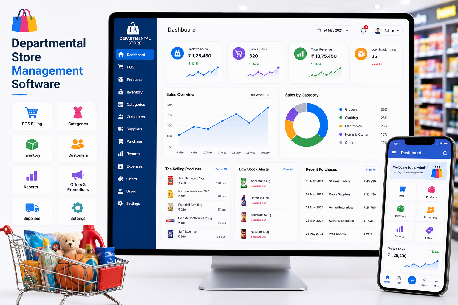 Departmental store ERP and billing software