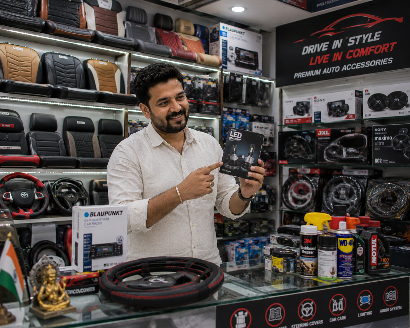 RetailWhizz model compatibility management and auto accessories vehicle-wise organisation for mobile shop and auto accessories retailers in India