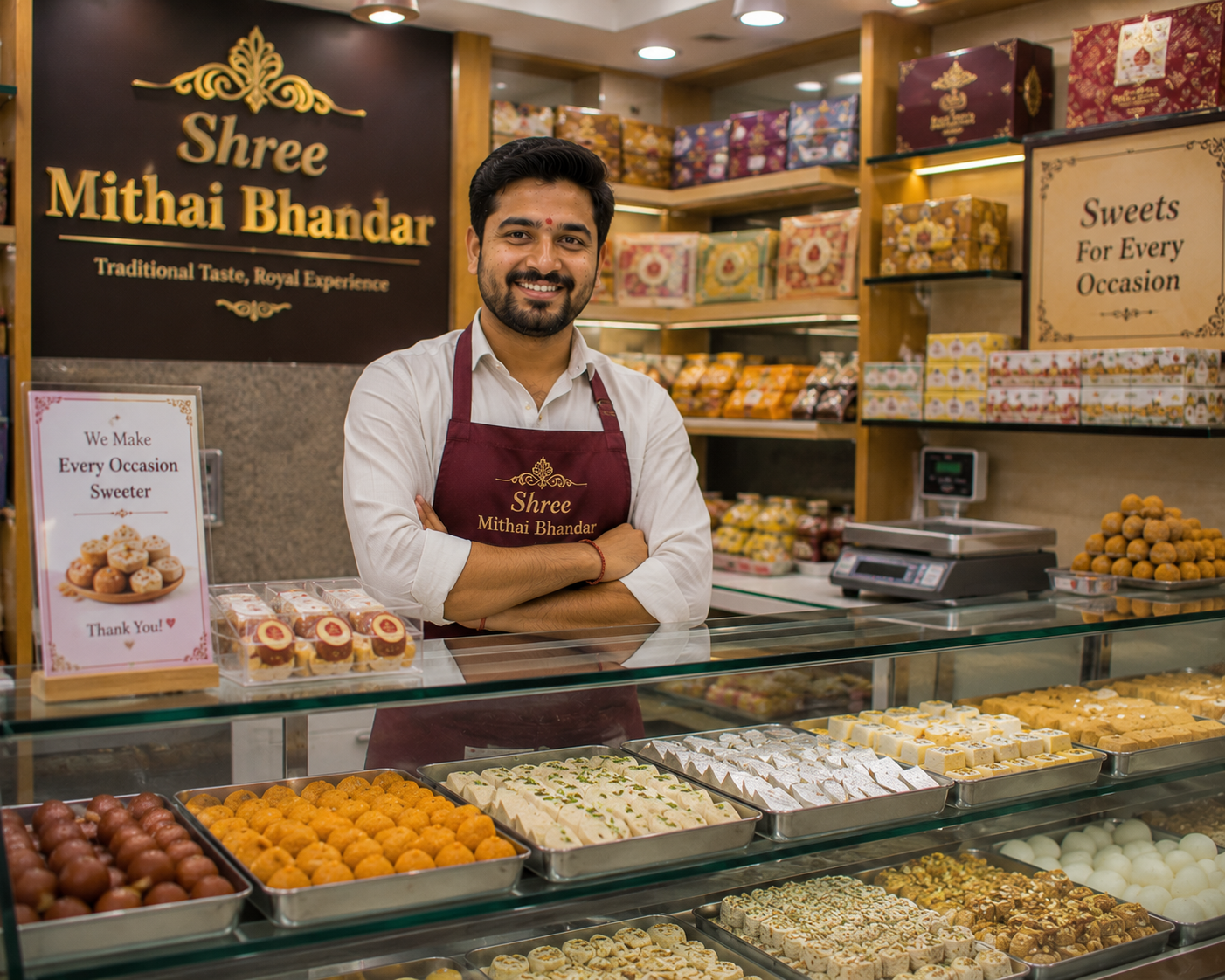 Multi outlet mithai retail chain using RetailWhizz for production tracking and inventory management